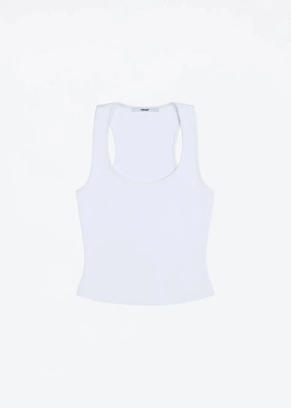 Tank Classic X-shaped Backless Baby Blue and Misty Gray Multi-color Comfortable Elastic Waist Tight Fit Backless Top WHITE