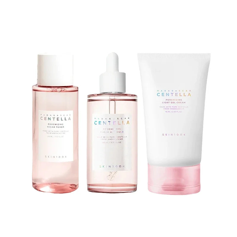 Korean Centella Pink Salt Pore Care Fresh Toner Ampoule Facial Serum Deep Cleanser and Face Cream Skincare Original Products Set Z-A-22-32-39 3pcs