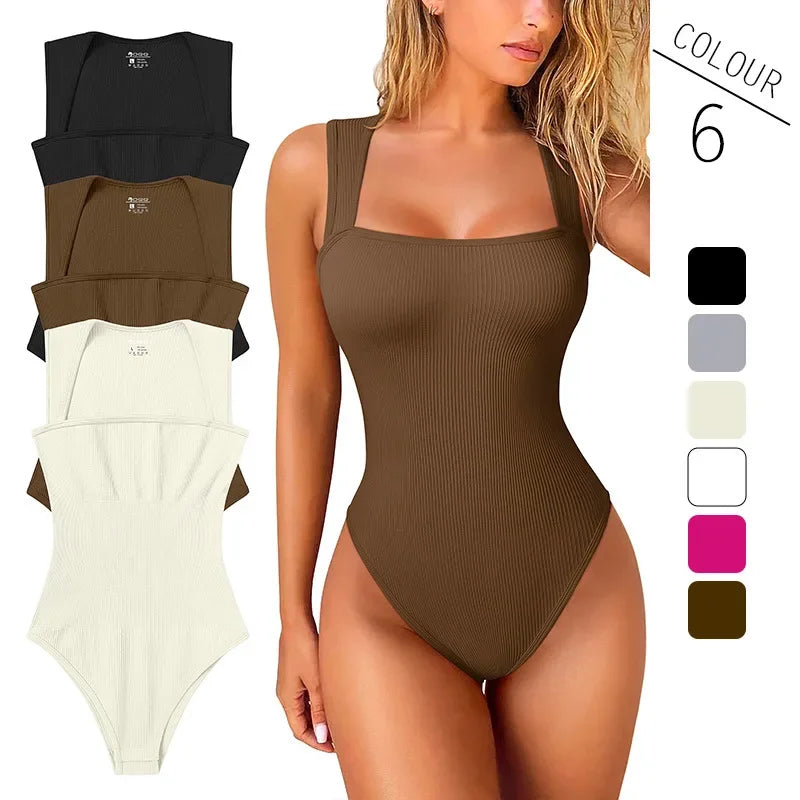 Thread Knit Short Bodysuit Women Seamless Sleeveless Bodysuit High Elastic Fitness Yoga Trainning Skinny Sports Unitard Jumpsuit