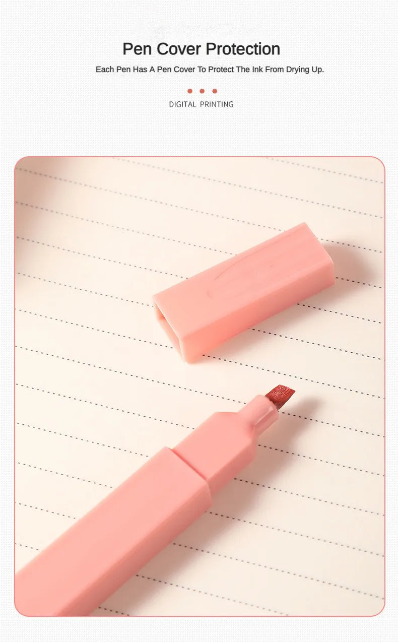 12 Pcs/Set Double Tip Highlighter Pens Kawaii Manga Markers Midliner Pastel Gel Set Stationery Journal School office Supplies Badiee Stylez