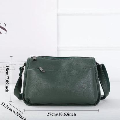 Women's Top-Grain Cowhide Leather Shoulder Bag Spacious Minimalist Crossbody for Effortless Commuting Tote with Adjustable Strap