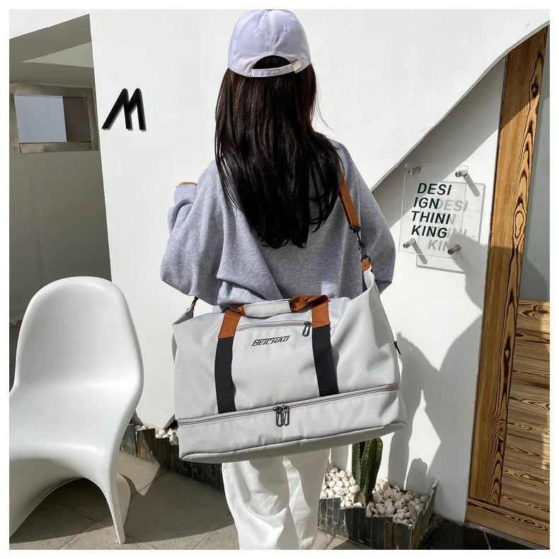 Large Capacity Travel Gym Bag Short-distance Luggage Portable Fitness Bags Shoulder Crossbody Handbags Men's Sports Waterproof B