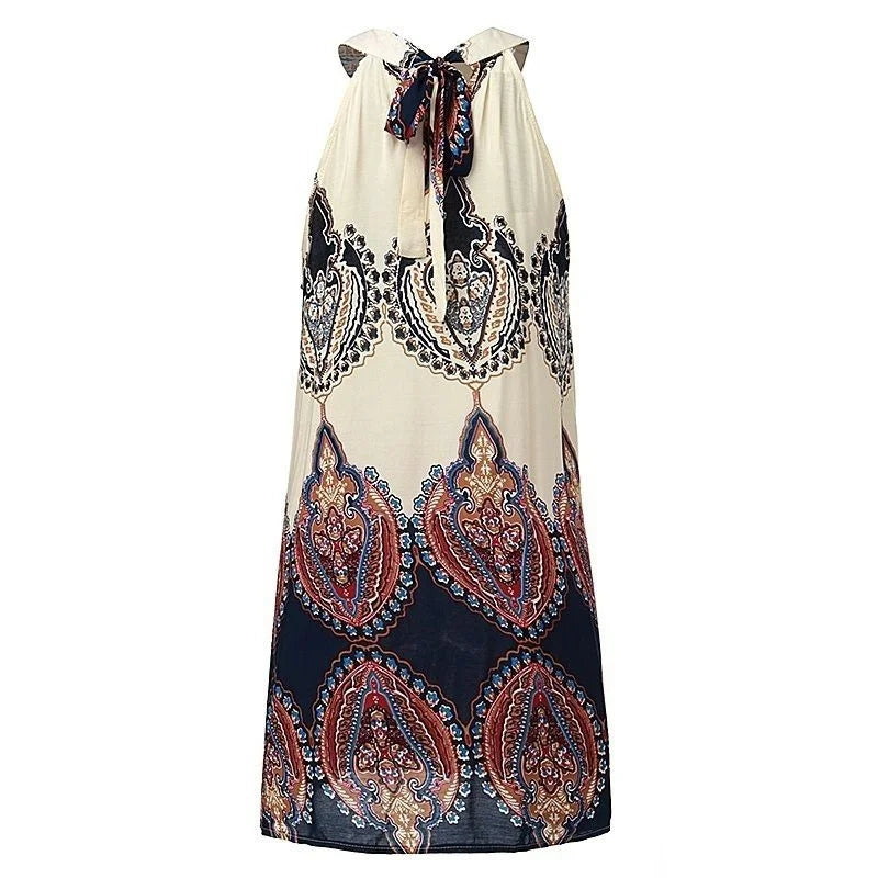 Summer Style Women Casual Loose Chiffon Dress Ladies Fashion Sleeveless Boho Vestidos Beach Mini Dress