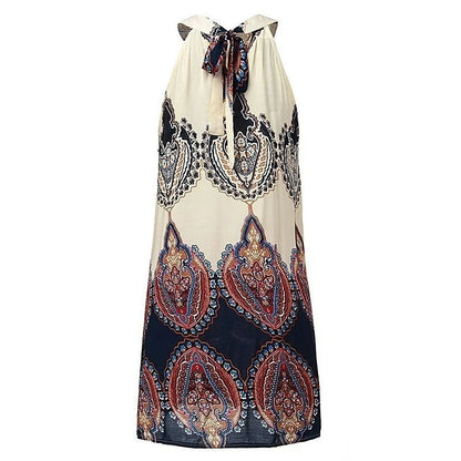 Summer Style Women Casual Loose Chiffon Dress Ladies Fashion Sleeveless Boho Vestidos Beach Mini Dress