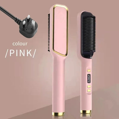 Electric Hot Comb Multifunctional Straight Hair Straightener Comb Negative Ion Anti-Scalding Styling Tool Straightening Brush Pink UK