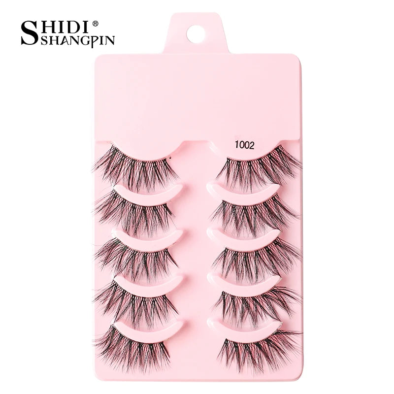 SHIDISHANGPIN 5/10Pairs False Lashes Cat Eye Eyelashes Eyelash Extension 3D Mink Half Lashes Natural Makeup faux Cils maquiagem 5 Pairs 1002