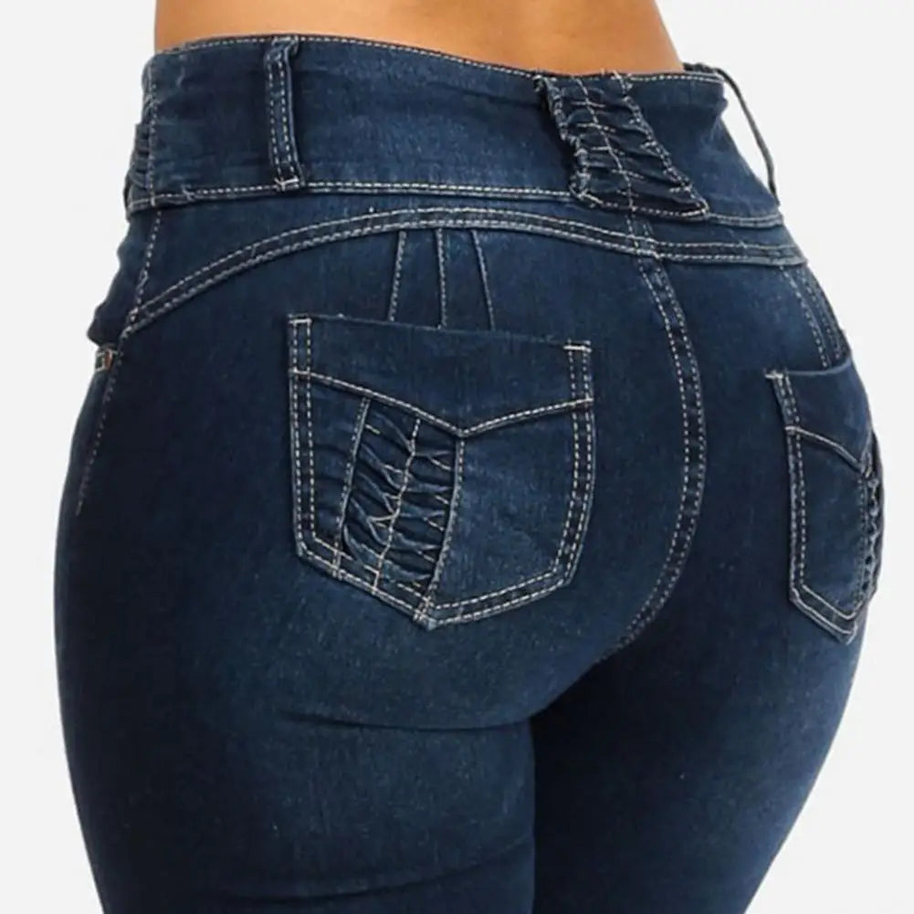 Trendy Denim Shorts Wear-resistant Bodycon Slim Jeans Shorts Mid Rise Soft Women Shorts for School