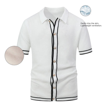 Men's Retro Striped Polo - 2025 Summer Collection, Breathable Knit for Confident Casual Style