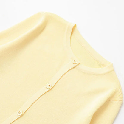 TRZA Women's Knit Cardigan Sweater O-Neck Long Sleeve Chic Outerwear Fashion Front Button Female Top