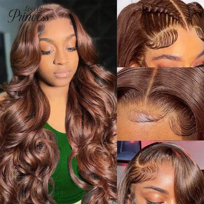 30 Inch Chocolate Brown Body Wave Lace Front Wig Transparent 13x6 HD Lace Frontal Wigs 13x4 Preplucked Colored Human Hair4x4 5x5 Badiee Stylez