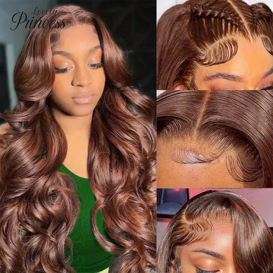 30 Inch Chocolate Brown Body Wave Lace Front Wig Transparent 13x6 HD Lace Frontal Wigs 13x4 Preplucked Colored Human Hair4x4 5x5 Badiee Stylez