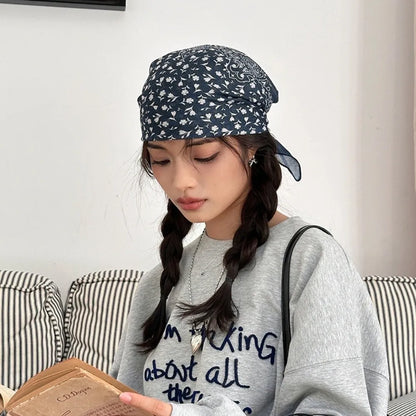 Fashion 58x58cm Hair Scarf Soft Breathable Headband Vintage All-match Silk Scarf D