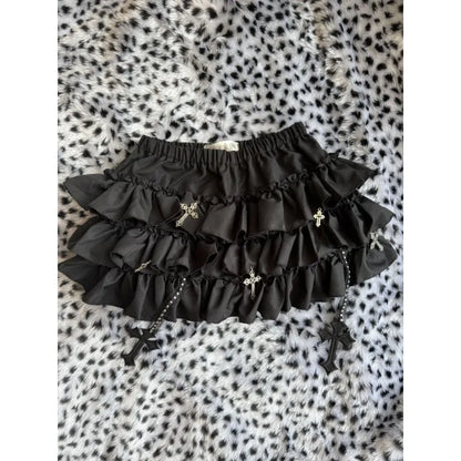 Gothic Y2k Elastic Waist Harajuku Y2k Short Skirt Women Hot Chick Chic Ruffle Subculture Skirts Design Retro Cake Skirt Lolita