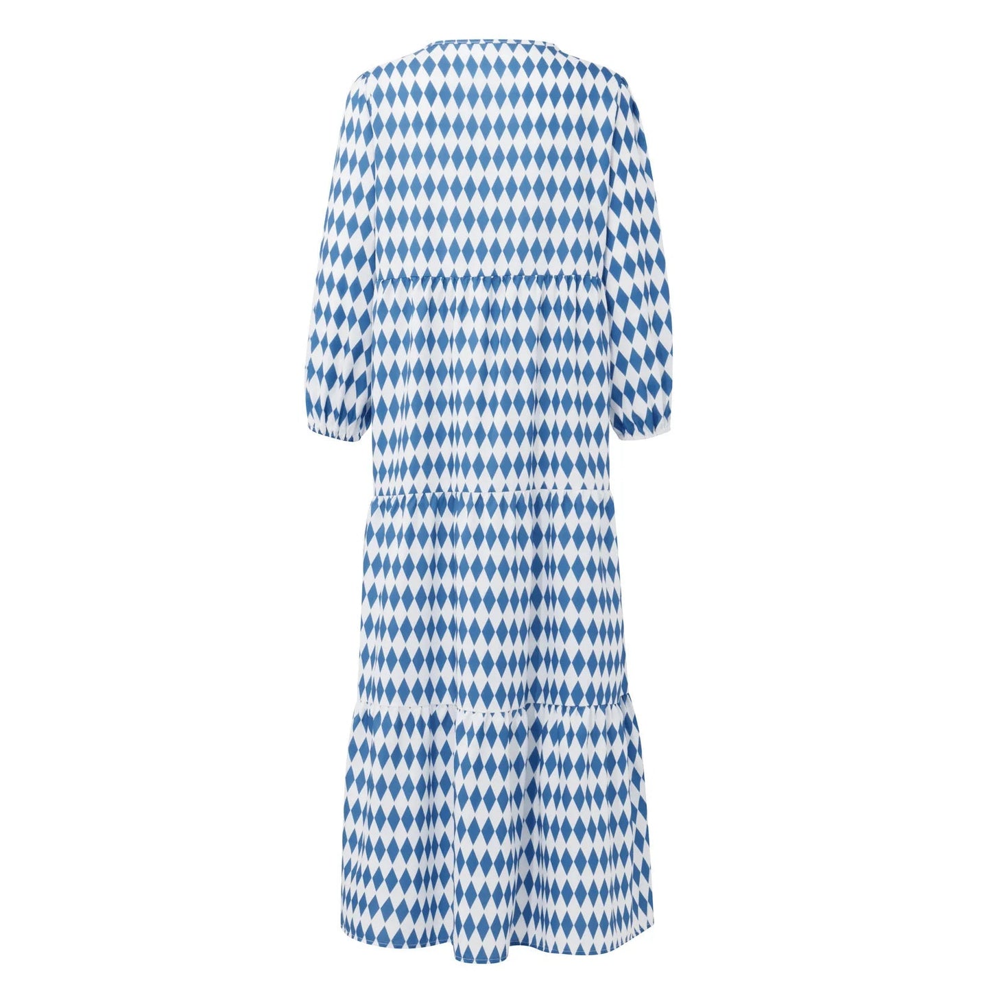 Puff Sleeve Boho Maxi Dress Elegant Women Summer 2022 Casual Floral Drawstring V-Neck Loose Holiday Beach Dresses Party Vestidos Badiee Stylez