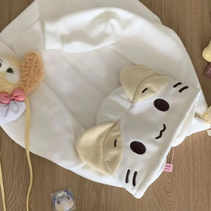 Kawaii Lolita Style Women Fleece Hoodies Cutecore Oversize Japanese Soft Girl Zipper Sweatshirt Casual Cartoon Cardigan Jacket