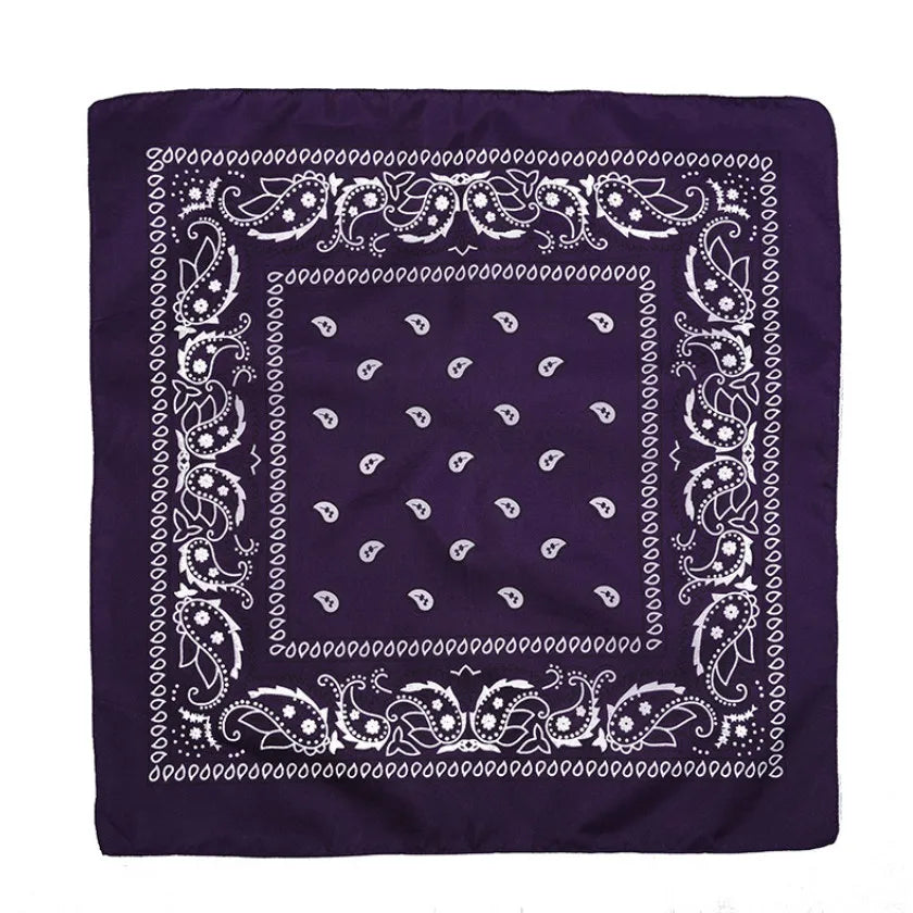 Fashion Hip Hop Bandana Kerchief Unisex Black Hair Band Neck Scarf Headwear Wrist Wraps Head Square Scarves Print Handkerchief PURPLE 55CM-55CM
