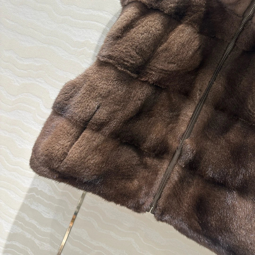 Autumn-winter luxurious short mink zippered vest Badiee Stylez