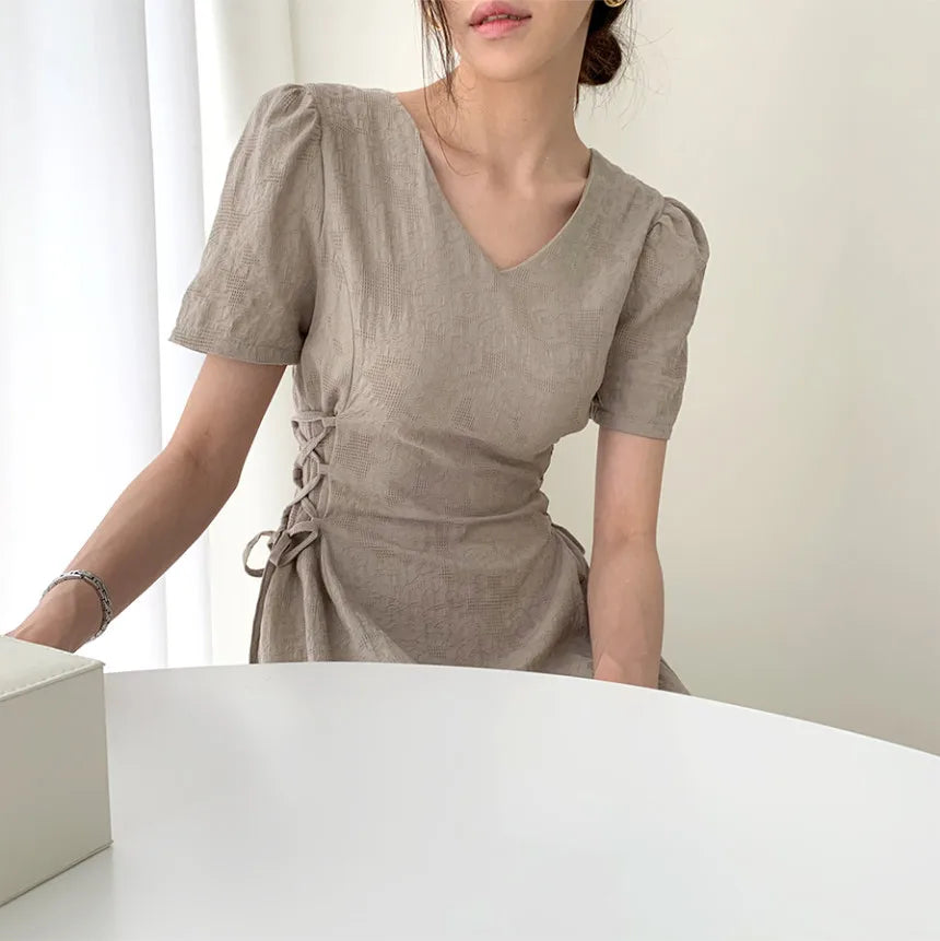 Cotton Linen Dress Long New Hot Sales Woman Short Sleeve Solid Retro Vintage Long Dresses