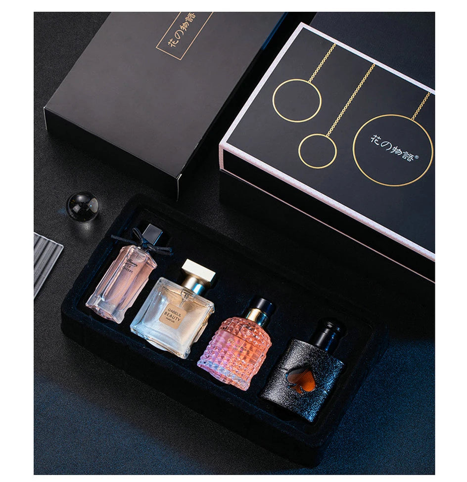 Gift Box Four Piece Set Women Perfume Spray 105ml Floral Scent Lasting Fragrance Pheromone Eau De Parfum Men Cologne Balminess Badiee Stylez