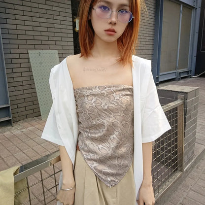 Headwear Y2K Snake Print Hair Scarf Soft Hip Hop Serpentine Hair Band Square Turban Snake Punk Bandana Streetwear