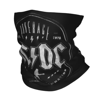 Custom Black AC DC Logo Camouflage Heavy Metal Band Bandana Neck Warmer Women Men Winter Hiking Ski Scarf Gaiter Face Cover 3 Bandana