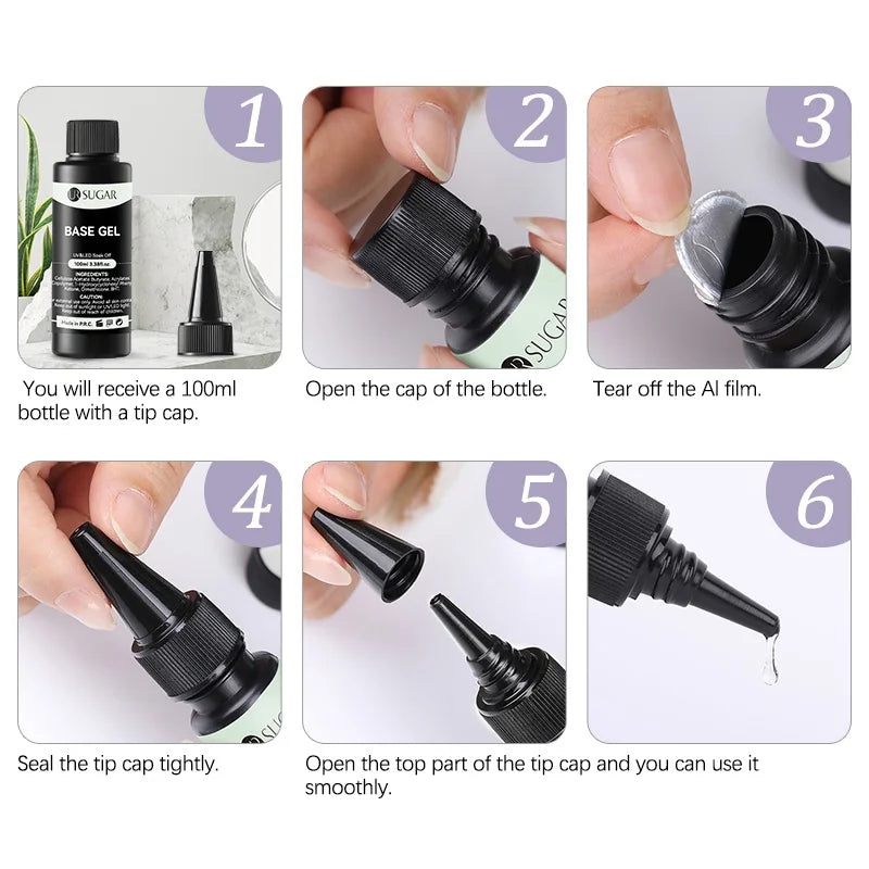 UR SUGAR 100ml Reinforcement Gel Nail Prep Dehydrator Nail Art Soak Off UV LED Base Gel No Wipe Top Coat Varnish Manicure