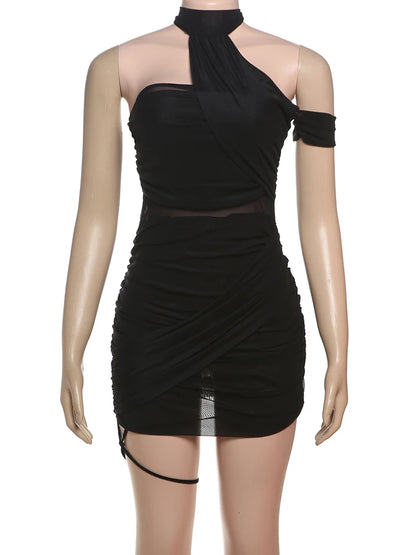 Weird Puss See Through Sexy Dress Women Y2K Cross Bandage Backless Halter Sleeveless Summer Trend Midnight Clubwear Mini Bodycon