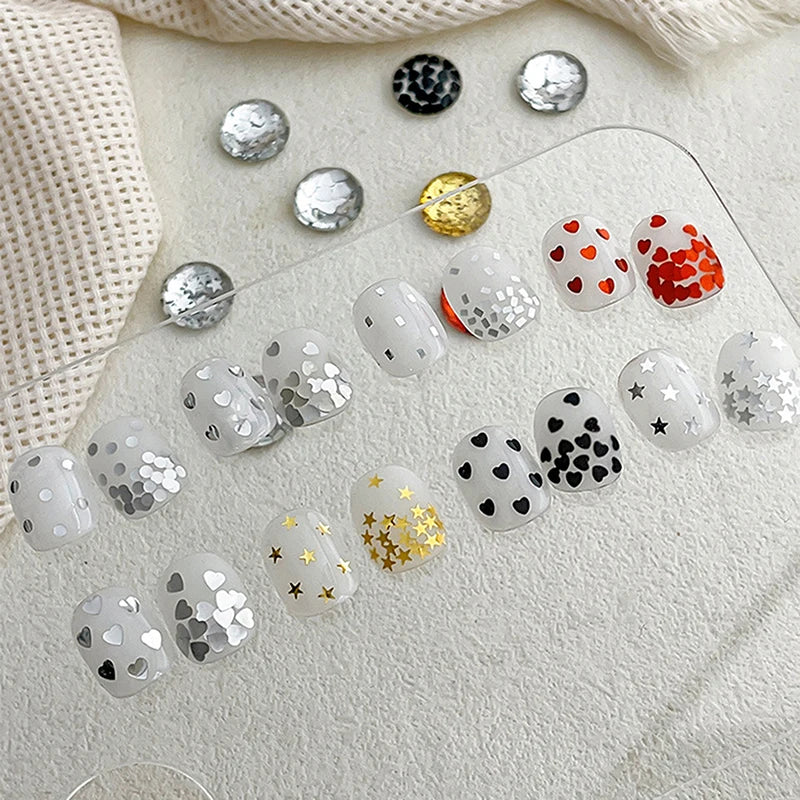 Holographic Laser Star Love Sequins Nail Glitter Gold Silver Sequin Mix Size Paillette DIY Design Nail Art Decorations Tool