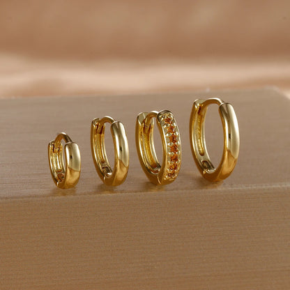 4PCS Set Stainless Steel Huggie Minimal Hoop Earrings 6/8/10mm Crystal Zirconia Helix Tragus Cartilage Earrings Piercing Jewelry Badiee Stylez