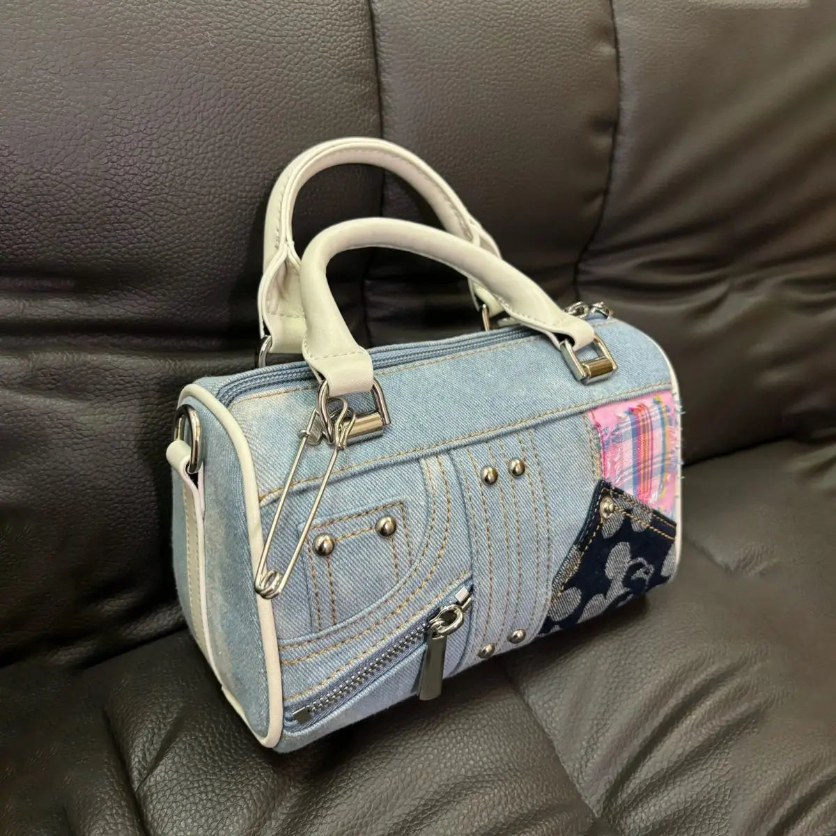 JIAERDI Retro Denim Messenger Bag Purse Women Vintage Patchwork Handle Y2k Bowling Bag Ladies Hot Girls Crossbody Hand Bags New