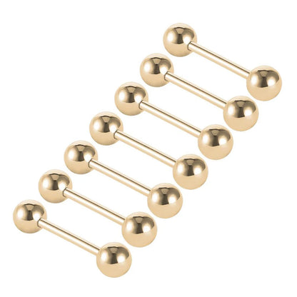 7pcs/lot Titanium Plated Piercing Tongue Rings Bars Girls 14G Tongue Piercing Barbells Stainless Steel Body Jewelry SD84 Badiee Stylez