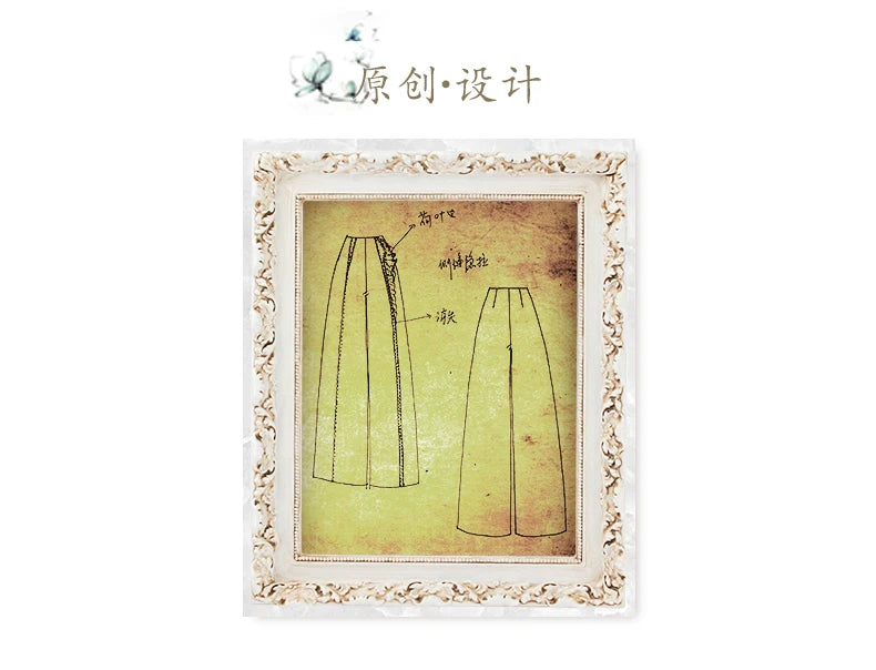 VOA Black 45 Momme Heavyweight Silk Natural Waist Trousers Asymmetrical Ruffle Office Ladies Straight Suit Wide Leg Pants KE797 Badiee Stylez