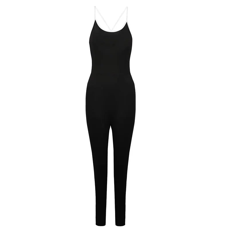 Sexy Women Sling Jumpsuits Summer New Fashion Streetwear Sweatpants Solid Sexy Elegant Lady Backless Bodycon Jumpsuits Clothing