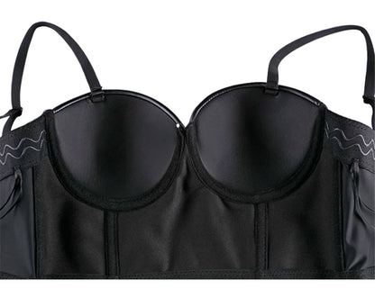 Wechery Women Leather Corset Top Crop Bustier Gothic Bra Push Up Bodice Sexy Lingerie Corselet Party Short Camis Plus Size 6XL