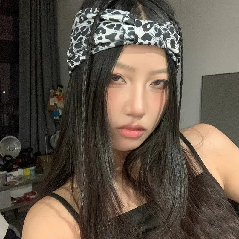 Women Wide -Side Pilates Elastic Hair Bands Yoga Leopard Print Headband Running Cycling Turban Makeup Hair Hoop Makeup Headwrap