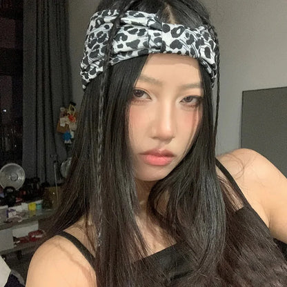 Women Wide -Side Pilates Elastic Hair Bands Yoga Leopard Print Headband Running Cycling Turban Makeup Hair Hoop Makeup Headwrap