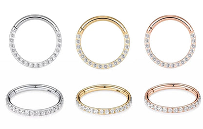 Surgical Steel Nose Rings Hinged Segment Ear Cartilage Tragus Earrings Helix Hoops CZ Septum Clicker Piercing Body Jewelry