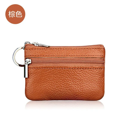 PU Leather Coin Purses Women Small Change Money Bags Pocket Wallets Key Holder Case Mini Functional Pouch Zipper Card Wallet Brown
