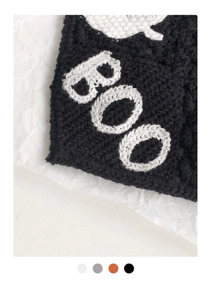 Halloween Costume Skeleton Ghost Bat Spider Web Personalized Knitted Crochet Headband Female Photo Photo Triangle Scarf Trendy Badiee Stylez