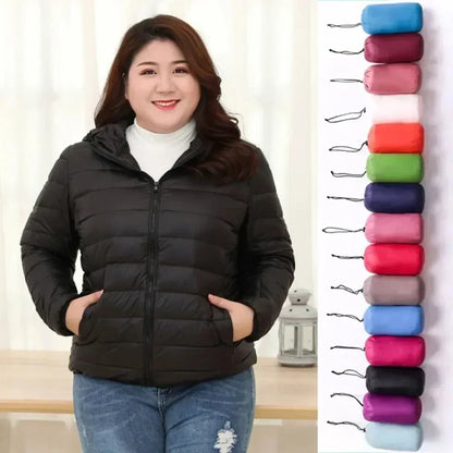 2024 Hooded Jackets Autumn Plus Size 7xl 6xl 5xl Fall Women's Lightweight Water-Resistant Packable Winter Warm Female Down Coats