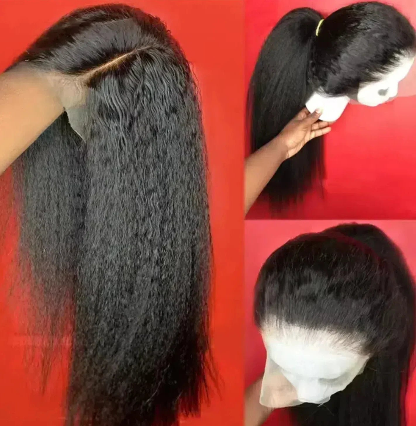 Elegant straight synthetic tied wig with 13x4 pre combed thermal resistance fiber, suitable for women, no need for glue, 180% de