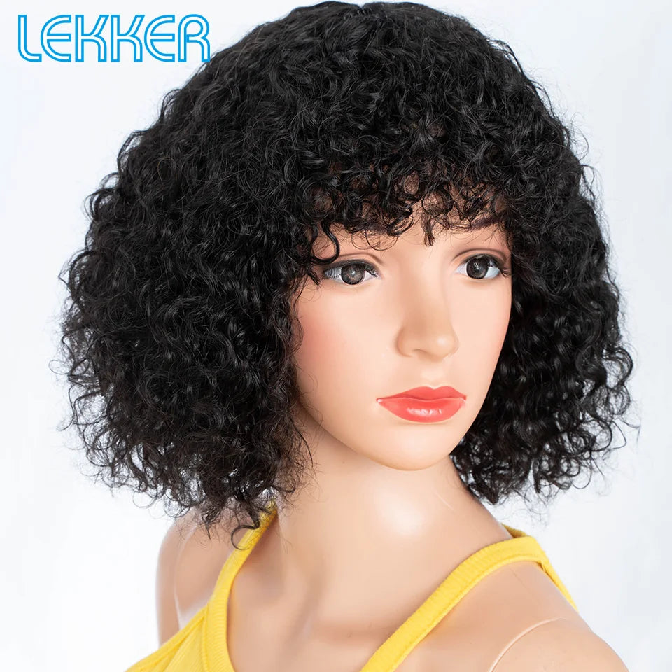 Lekker Colored Short Pixie Afro Kinky Curly Bob 100% Human Hair Wigs For Women Brazilian Remy Hair Ombre Brown Clearance Ginger Badiee Stylez