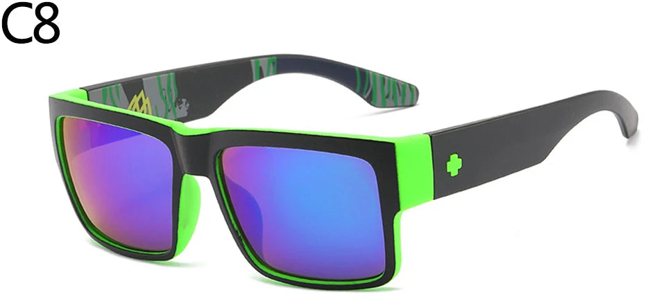 Oversized Sunglasses Men Square Driving Sun Glasses for Men 2183 Camping Hiking Fishing Shades Classic Eyewear Male UV400 C8 Without Packing