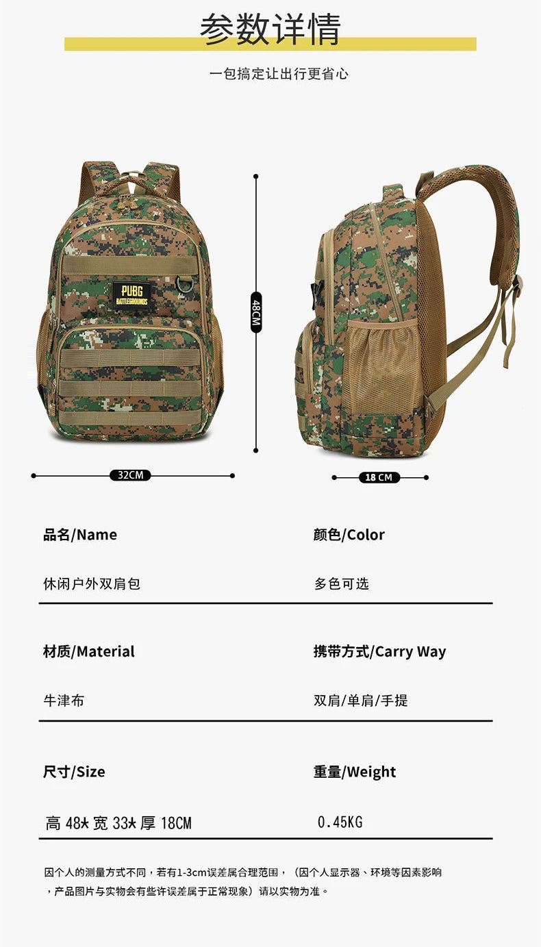 Camouflage Tactical Backpack for Men Large Capacity Outdoor PUBG Style Waterproof Travel School Bag Multifunctional for Daily Us