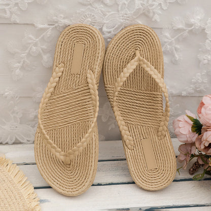 Women's summer beach vacation round-toed comfortable open-toe flip-flops, casual and home-style flip-flops