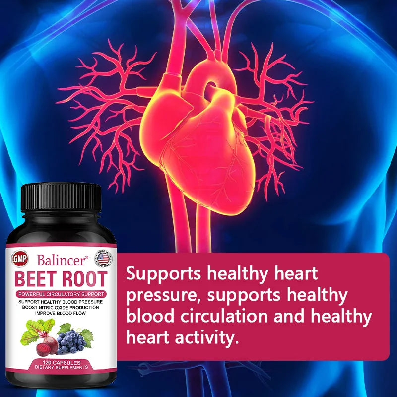 Organic Beet Root Powder Extract + Black Pepper, Vitamin and Mineral Supplement, Blood Circulation, Blood Pressure Health