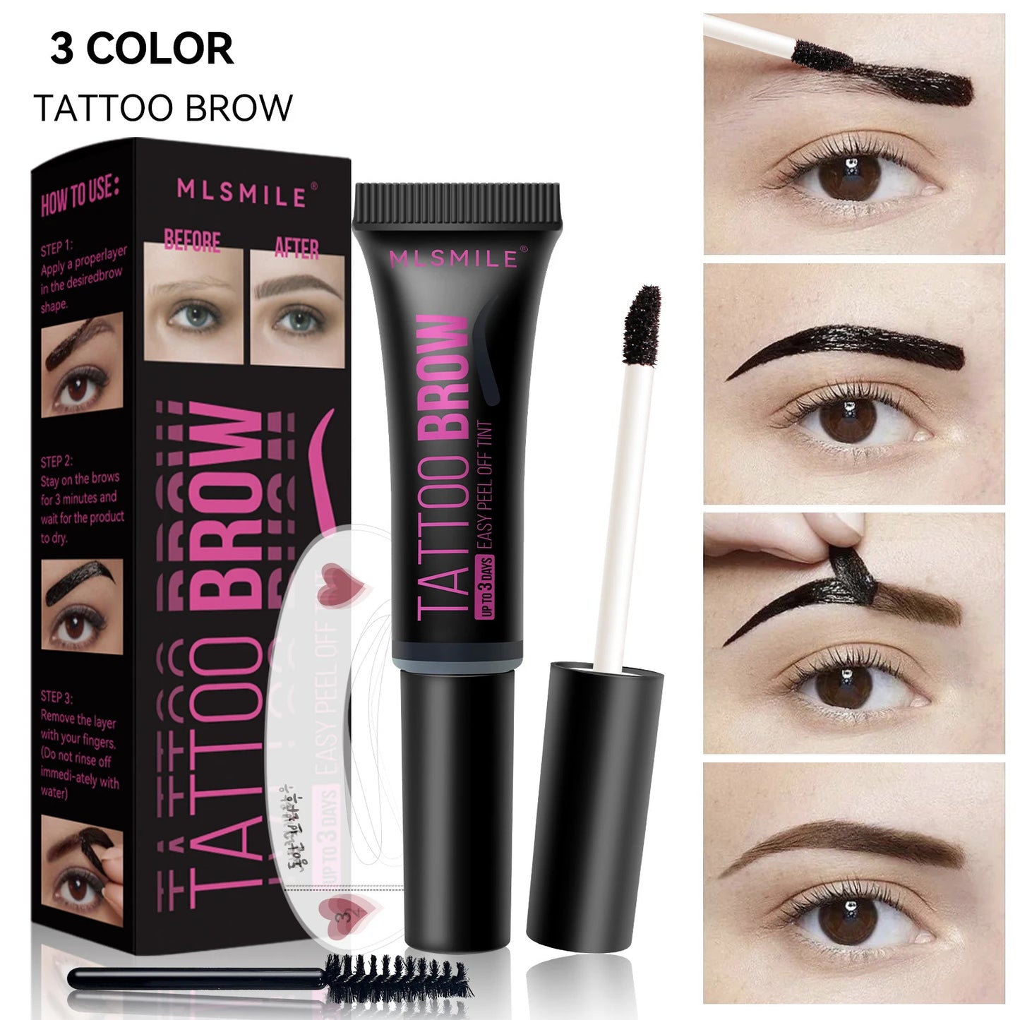 Waterproof Peel Off Eyebrow Gel Semi-Permanent Eye Brow Enhancer Tattoo Tint Long-lasting Black Brown Dye Eyebrow Cream Cosmetic