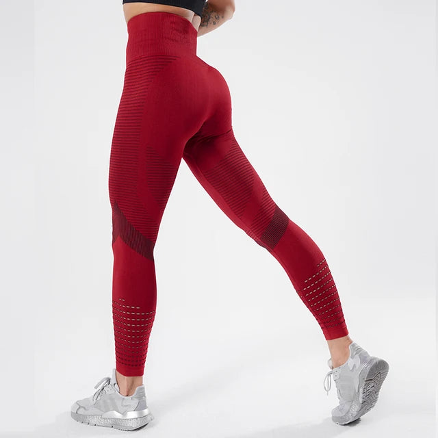Women Fitness Leggings High Waist Seamless Leggings Sportswear Breathable Feamle Workout Legging Red