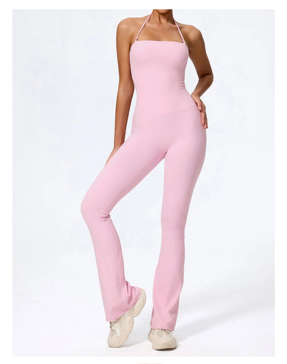 Fashionable Peach-Shaped Hip-Lifting And Neck-Hanging Yoga Jumpsuit For Women Casual And Slightly Flared Fitness Yoga Wear Badiee Stylez