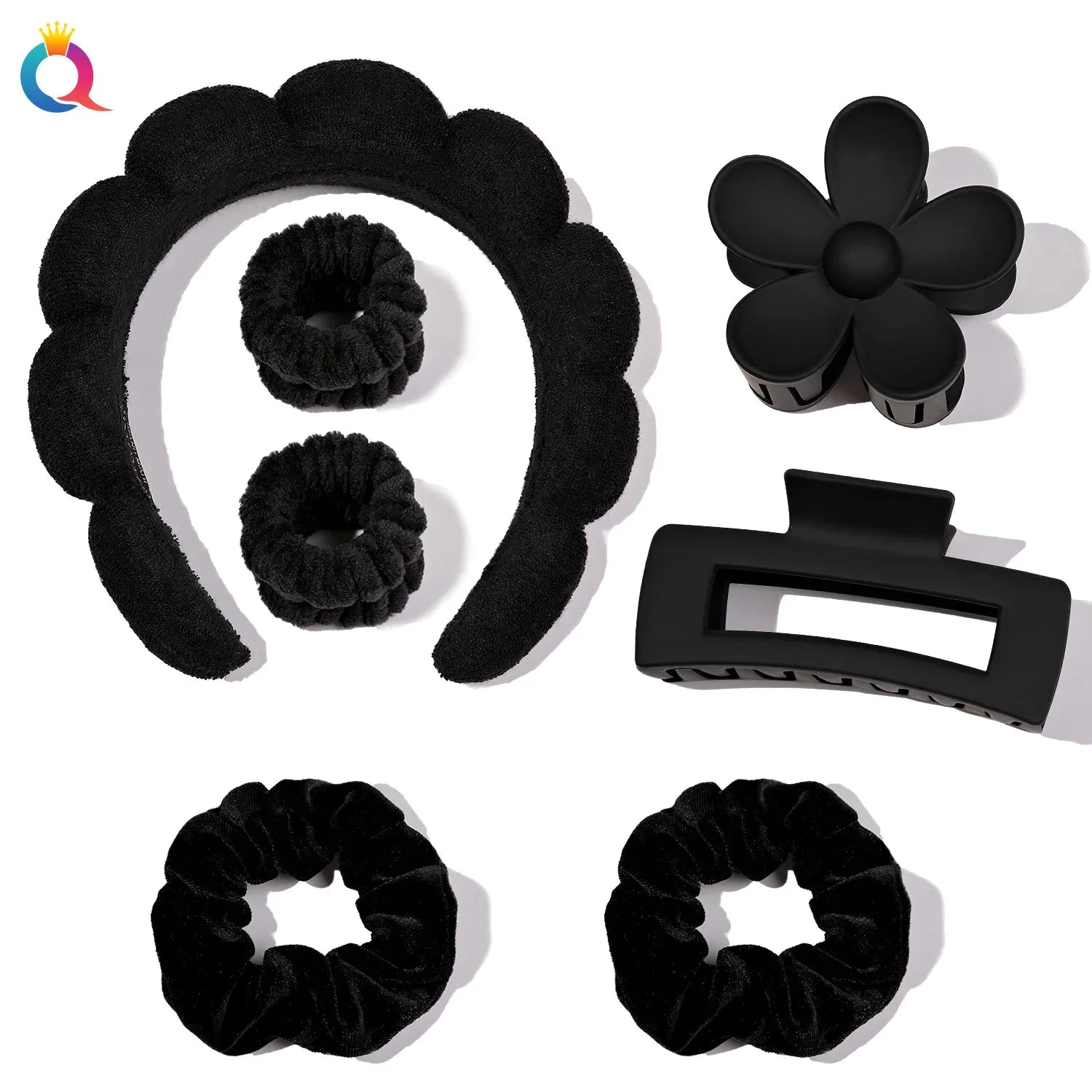 Wash Face Headbands For Women Puffy Sponge Hair Bands Cuff Waterproof Bands Absorbent Wristbands Girls Hair Accessories Set Badiee Stylez